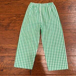 NWOT Shrimp & Grits Kids green/white gingham pull on pants size 4T Christmas